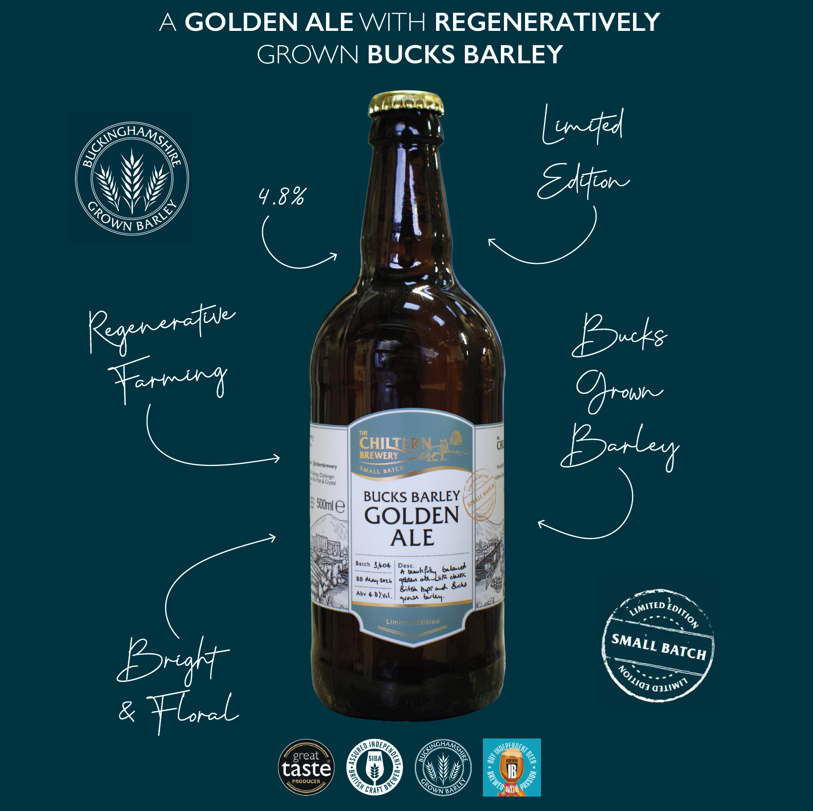 Bucks Barley Golden Ale 4.8% 2026 Release - 500ml Cases